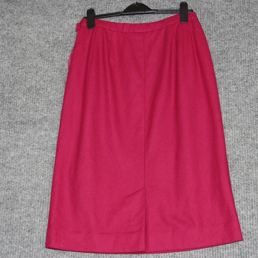 Pendleton Wool Skirt Size 12‎ Red Raspberry Vintage USA Made Lined Career Rare